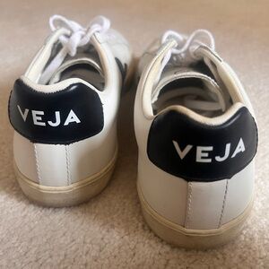 Veja White Sneakers with Black Heel Patch